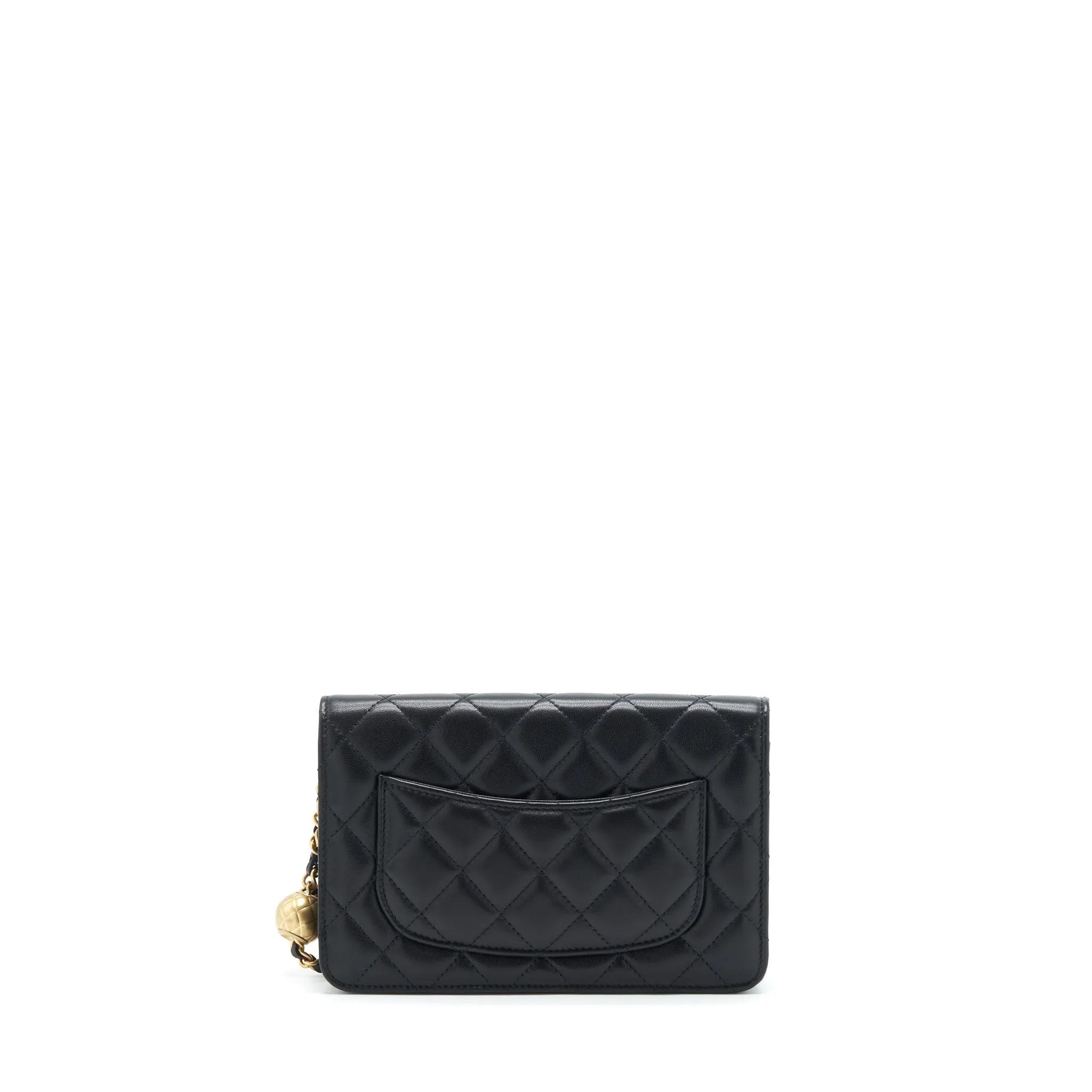 Crush Pearl Contemporary Chain Wallet Complete catalog Black Lambskin Chanel On