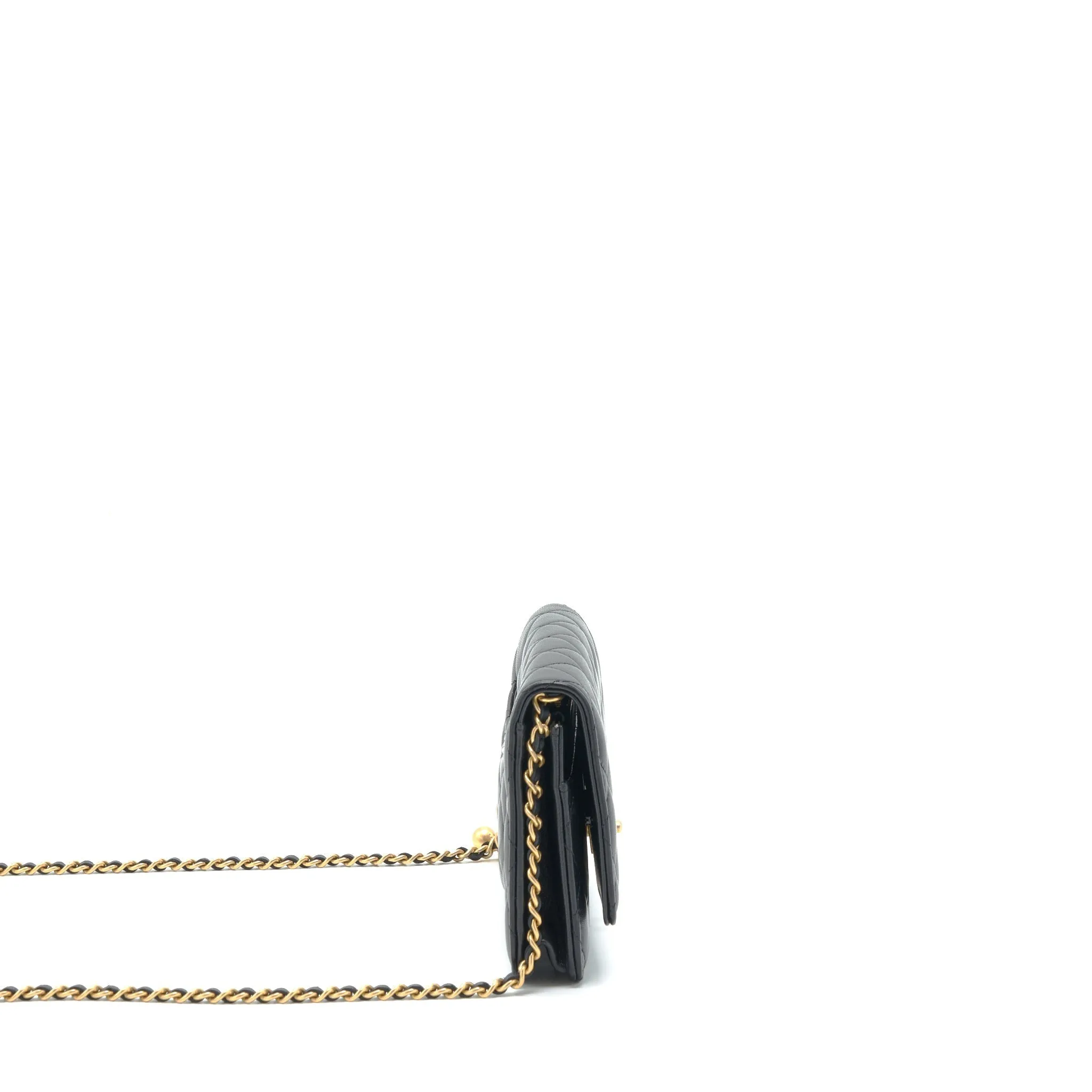 Crush Pearl Contemporary Chain Wallet Complete catalog Black Lambskin Chanel On
