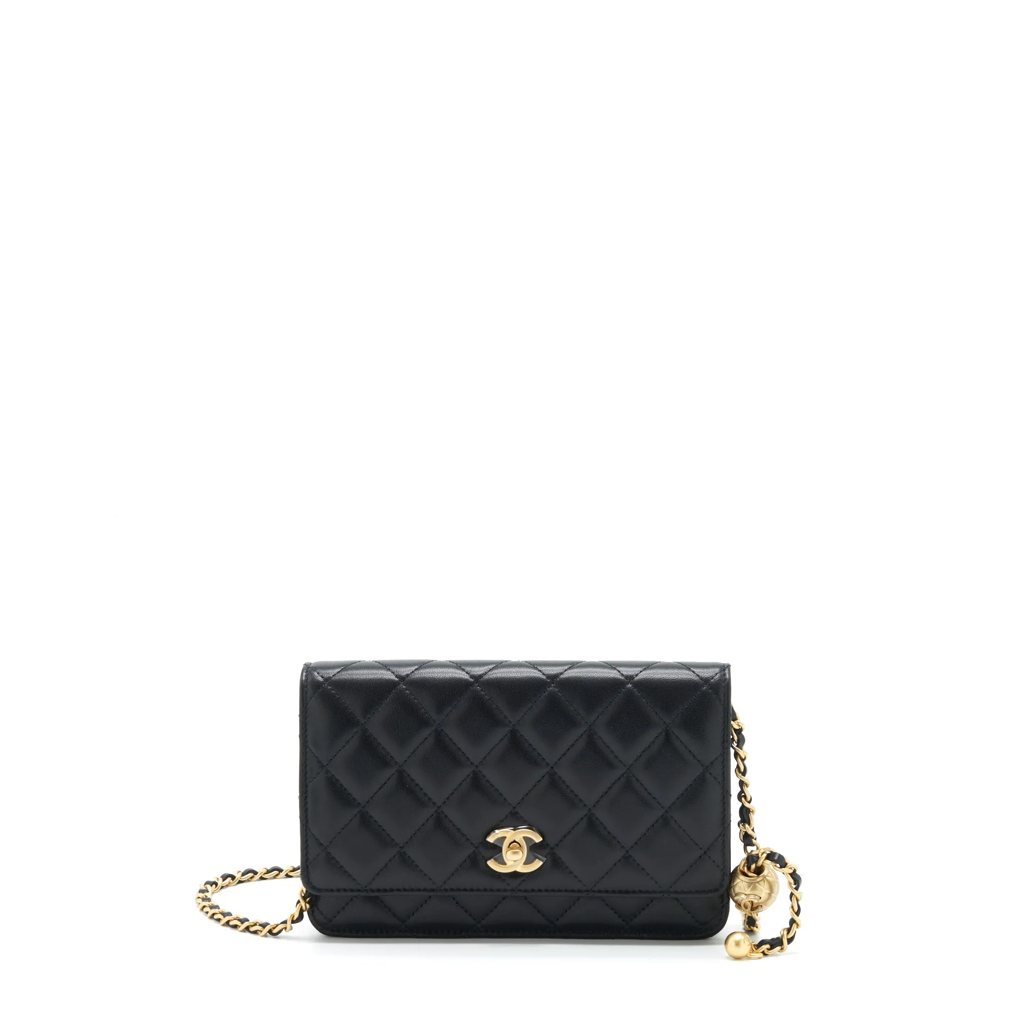 Crush Pearl Contemporary Chain Wallet Complete catalog Black Lambskin Chanel On