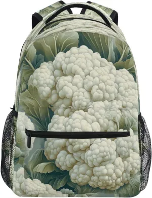 Cute Backpack for Men and Women Waterproof College School Computer Bag with Chest Strap Gift Men & Women Cauliflower Contemporary Style