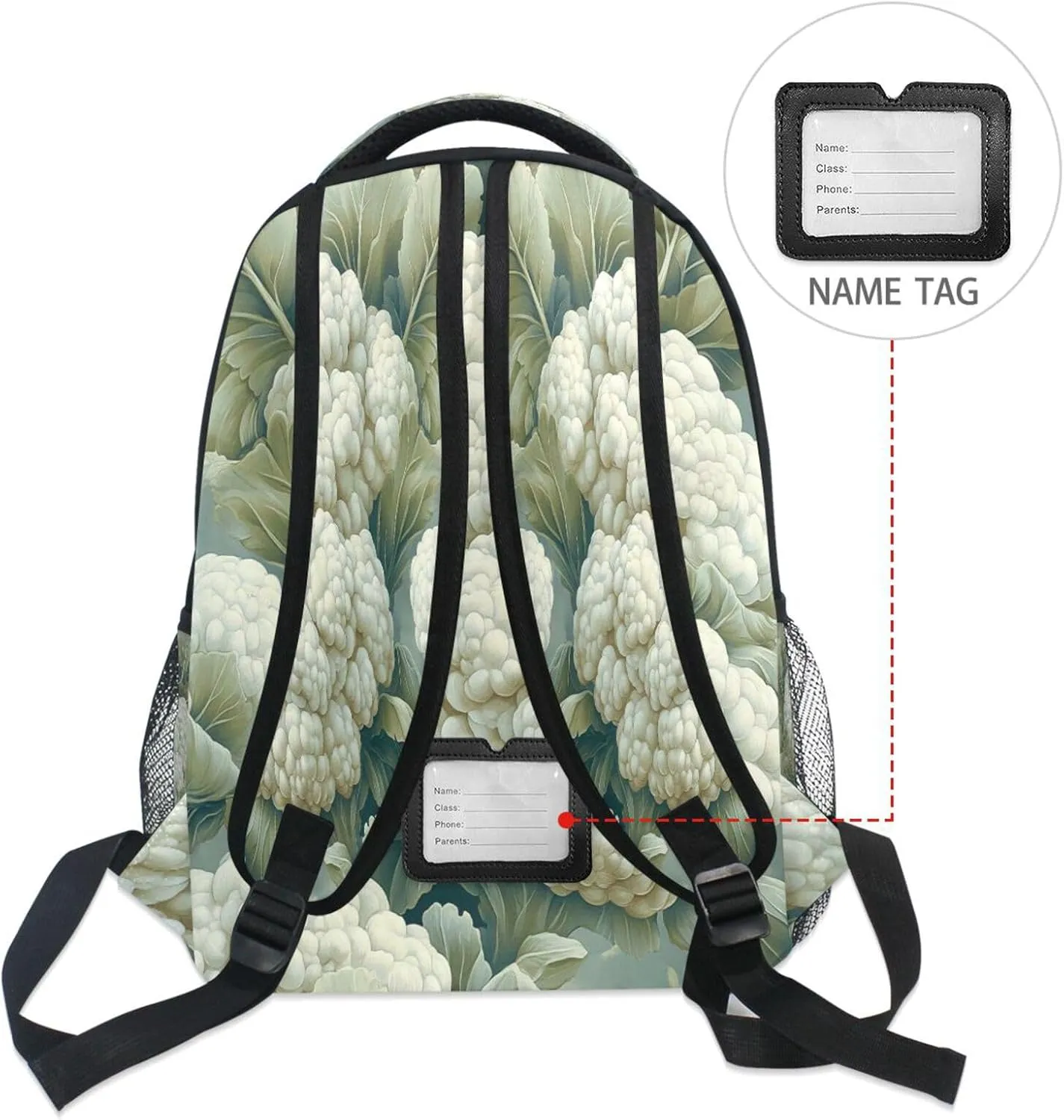 Cute Backpack for Men and Women Waterproof College School Computer Bag with Chest Strap Gift Men & Women Cauliflower Contemporary Style