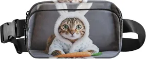 Cute Bunny Cat Easter Waterproof Womens Fanny Pack Belt Bags Hip Pack Trendy Crossbody Waist Purse