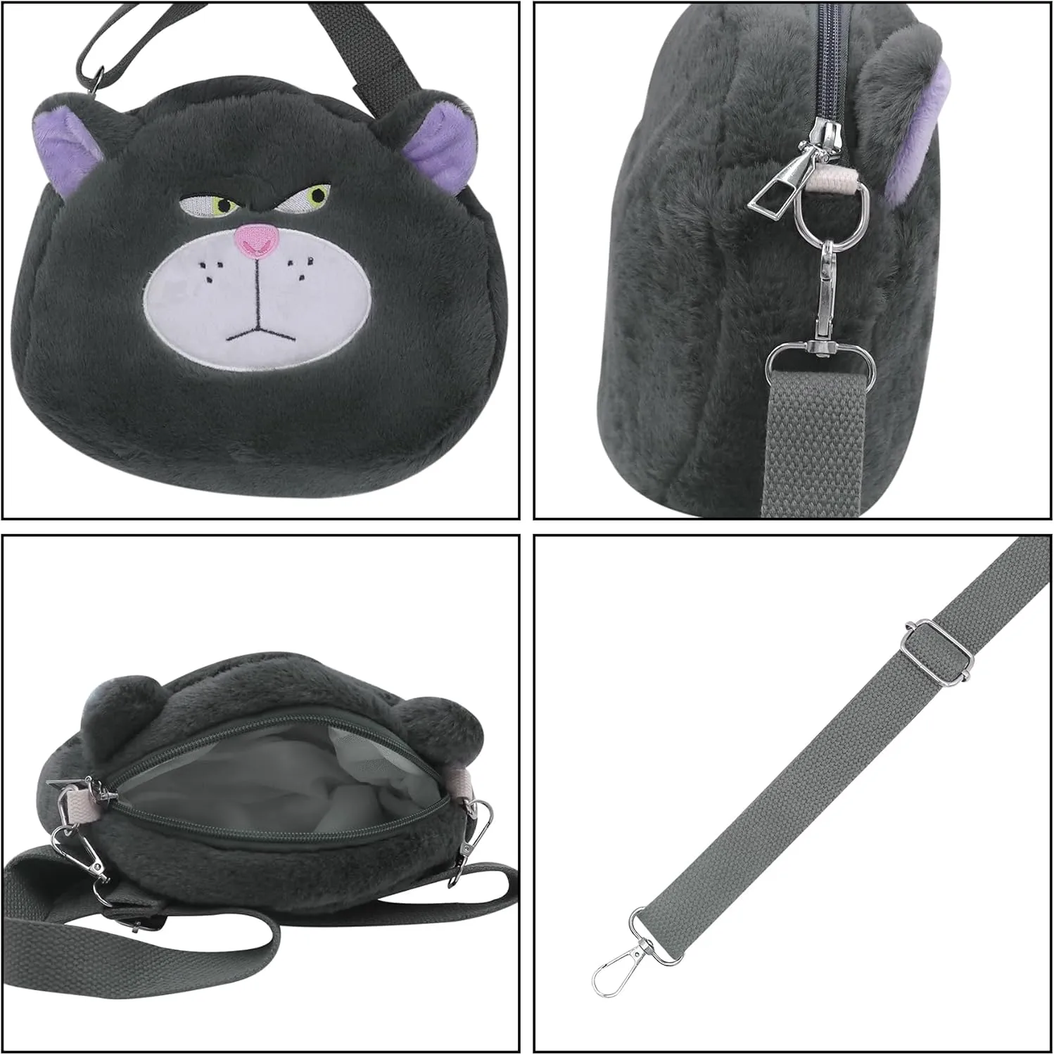 Cute Dog Bear Plush Crossbody Purse for Women Small Fluffy Satchel Shoulder Bag Messenger Bag Handbag Purse
