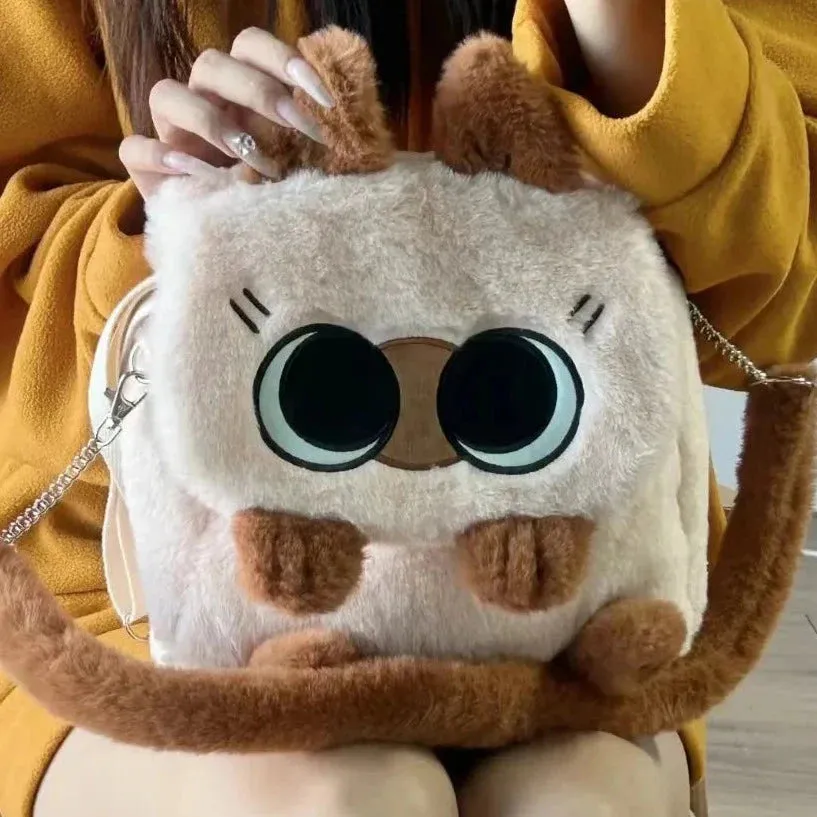 Cute Fluffy Brown Burmese Cat Plush Bag