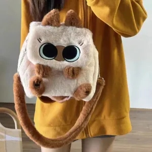 Cute Fluffy Brown Burmese Cat Plush Bag