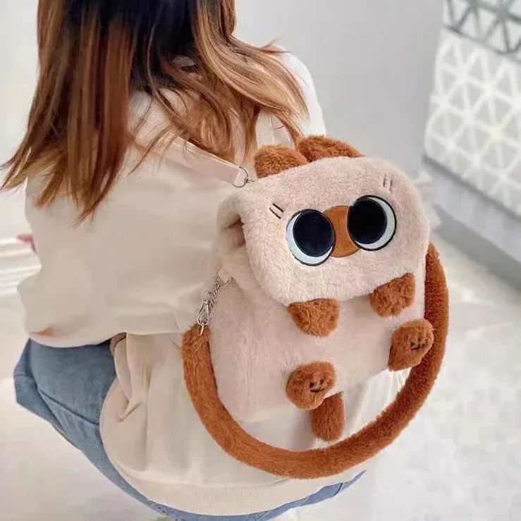Cute Fluffy Brown Burmese Cat Plush Bag