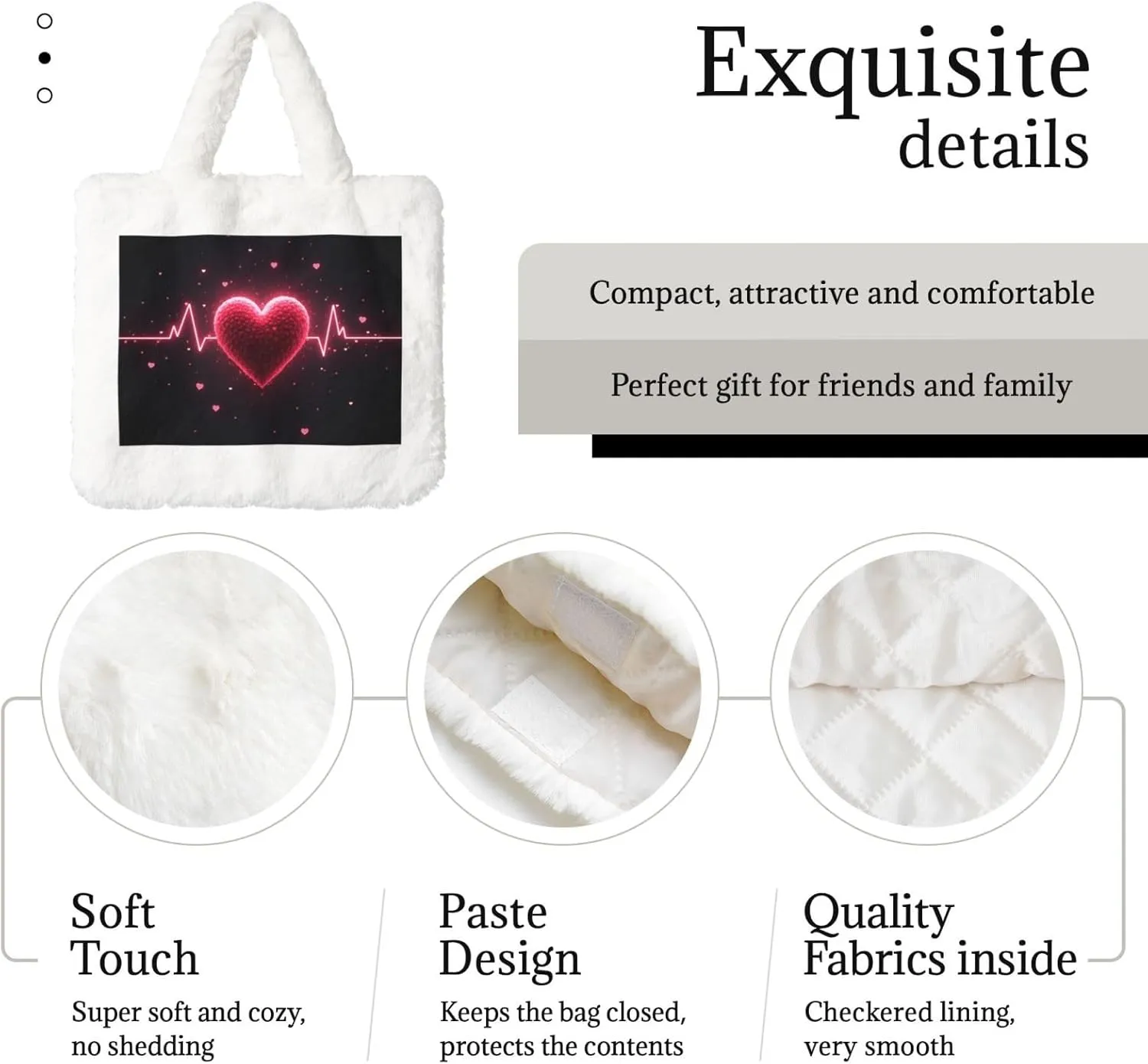 Cute Fuzzy Purse Fluffy Shoulder Bag Plush Furry Tote Bag Aesthetic Purse