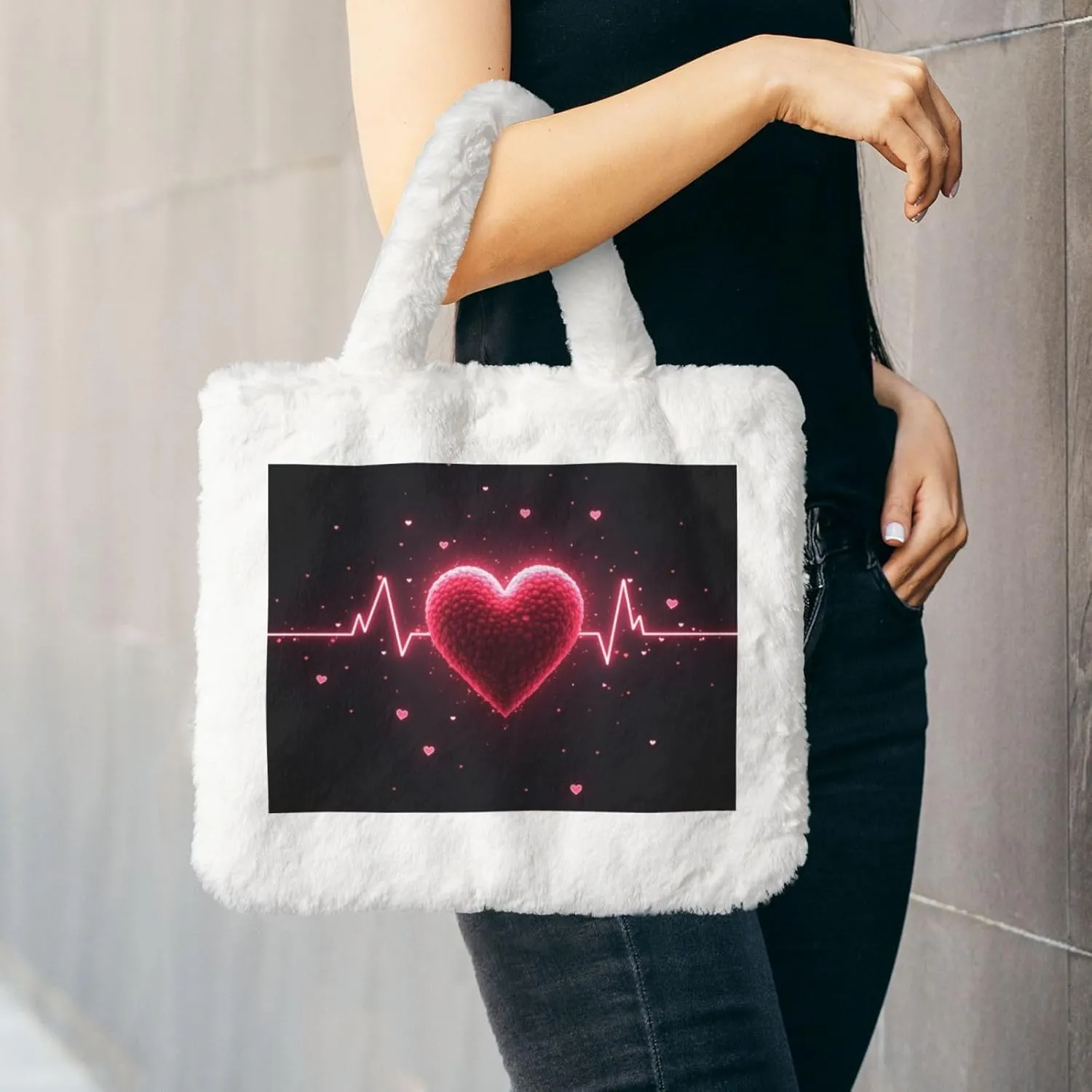 Cute Fuzzy Purse Fluffy Shoulder Bag Plush Furry Tote Bag Aesthetic Purse