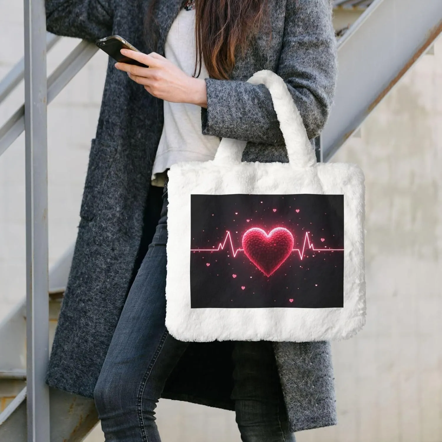 Cute Fuzzy Purse Fluffy Shoulder Bag Plush Furry Tote Bag Aesthetic Purse