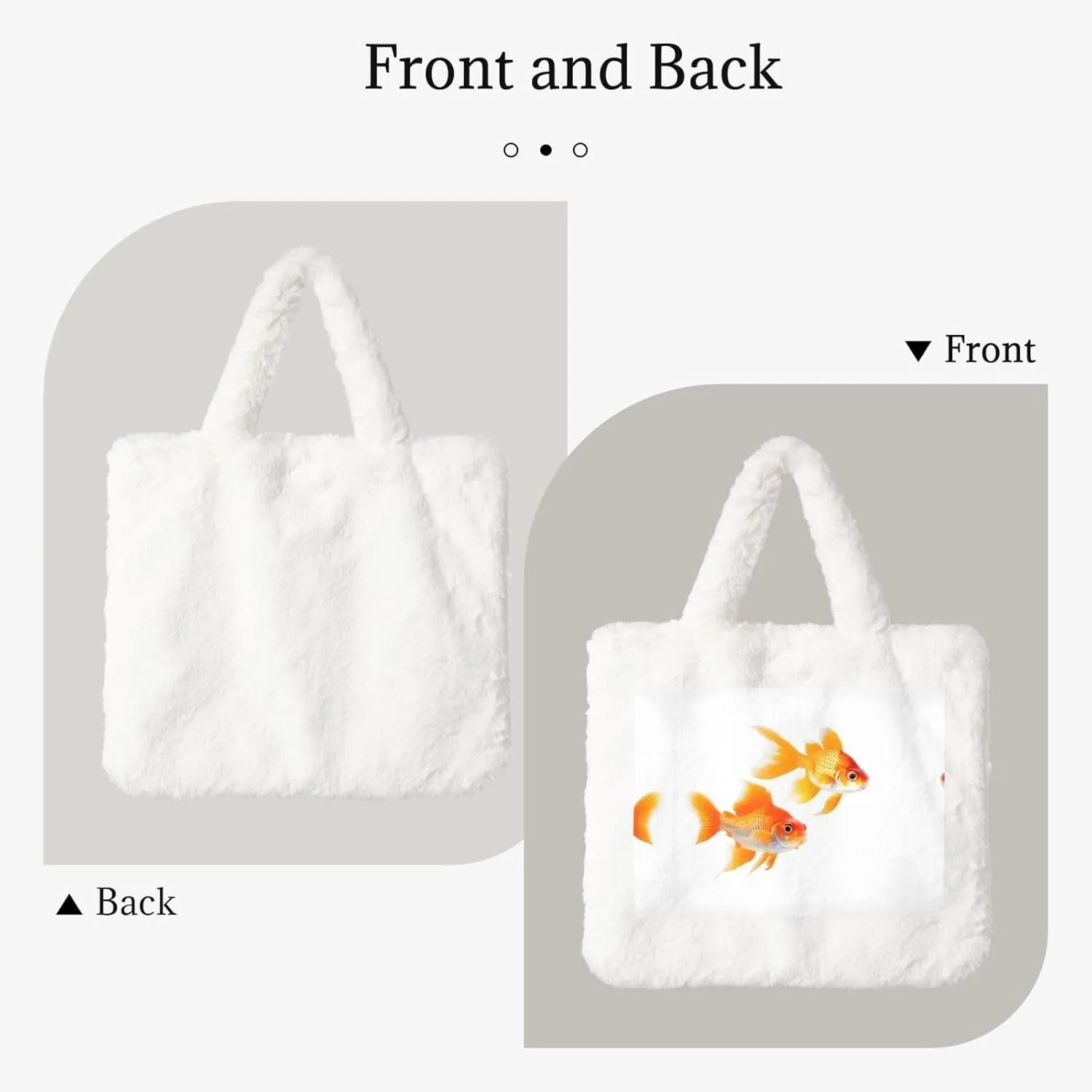 Cute Goldfishes Printing Fluffy Shoulder Bag Ladies Plush Underarm Bag Tote Bag Furry Purse Handbag For Work Travel