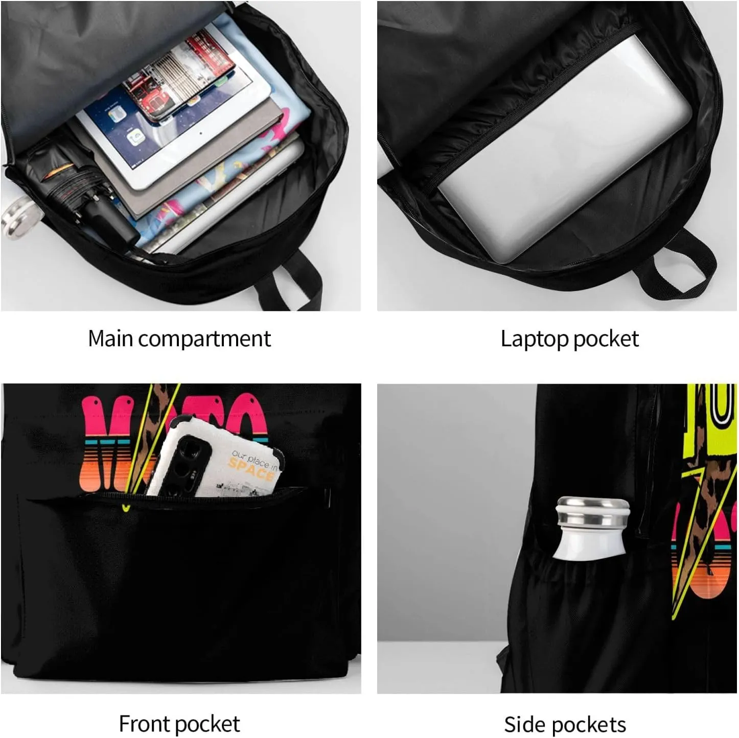 Cute Moto Mom Motocross Mother Racing Dirt Bike Backpack Casual Laptop Backpack Large Capacity Double Shoulder Bag Travel Daypack For Women Men