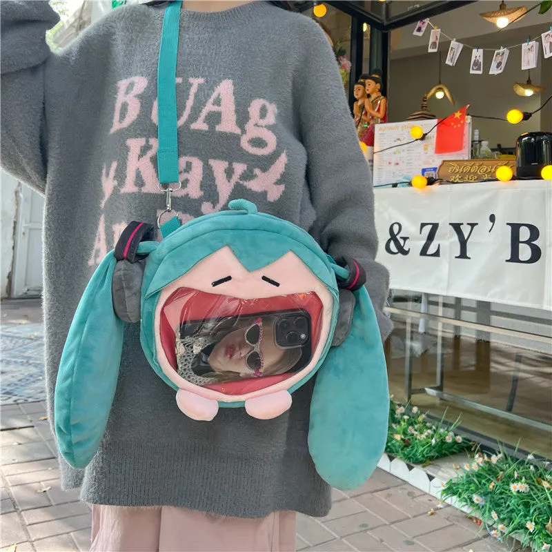 Cute Secondary Little Cartoon Doll Transparent Crossbody Bags