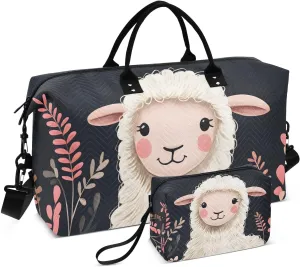 Cute Sheep Vibrant Flower Duffel Bag for Travel Gym Sport, Weekender Travel Bags Carry on Overnight Bag