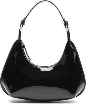 Cute Shoulder Bags for Women, Small Going Out Purse Patent Leather Crescent Bag Women's Shoulder Handbags with Zipper Closure