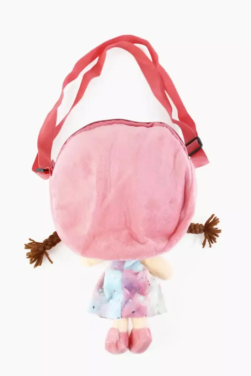 Cute Soft Doll Sling Bag for Girls - Baby Pink