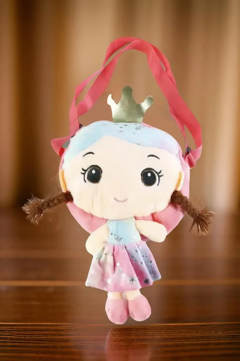 Cute Soft Doll Sling Bag for Girls - Baby Pink