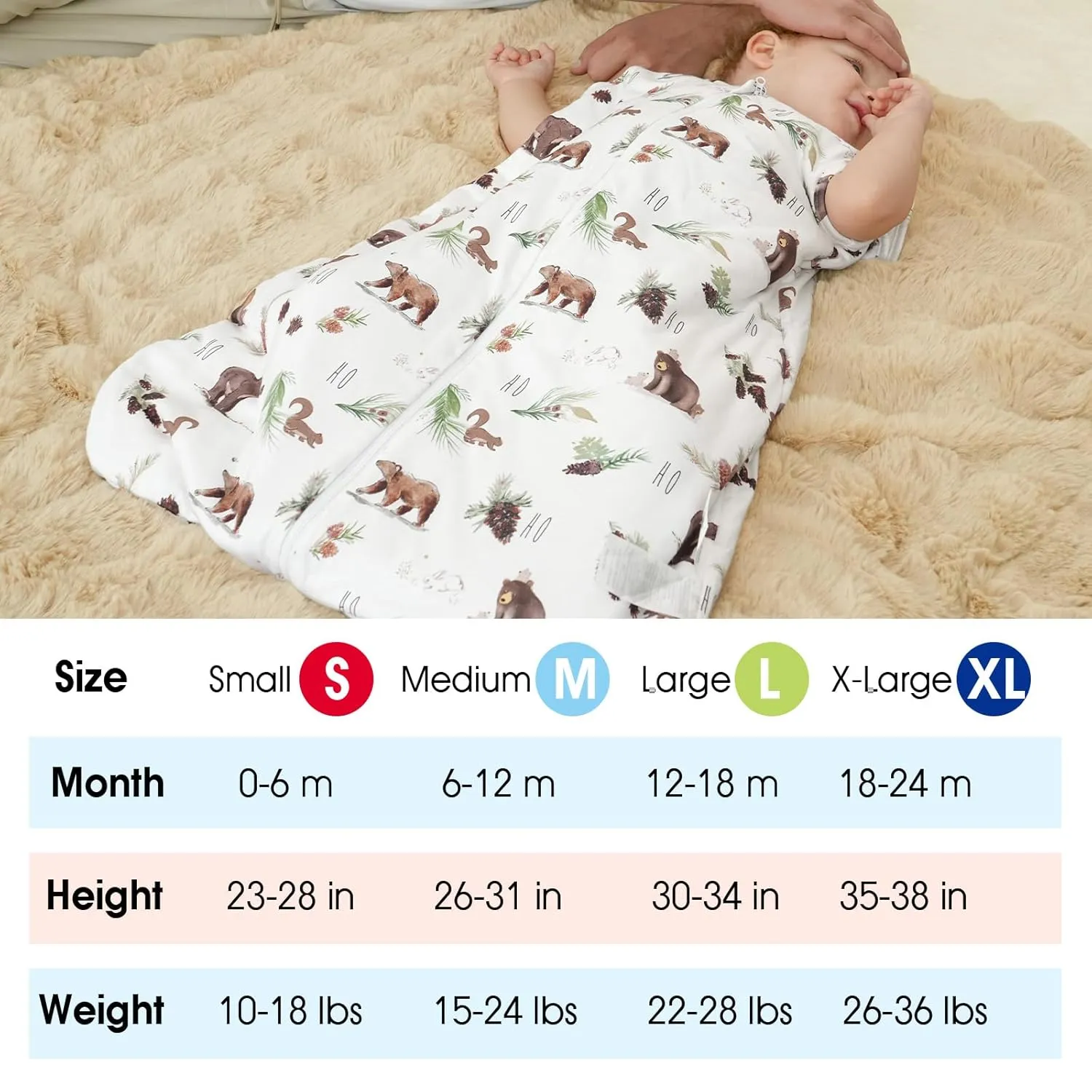 david's kids Baby Winter Sleep Sack 18-24 Months, 2.5 TOG Cotton Baby Wearable Blanket with 2-Way Zipper, Warm Sleep Sack for Unisex Boys Girls, X-Large Size, Animals