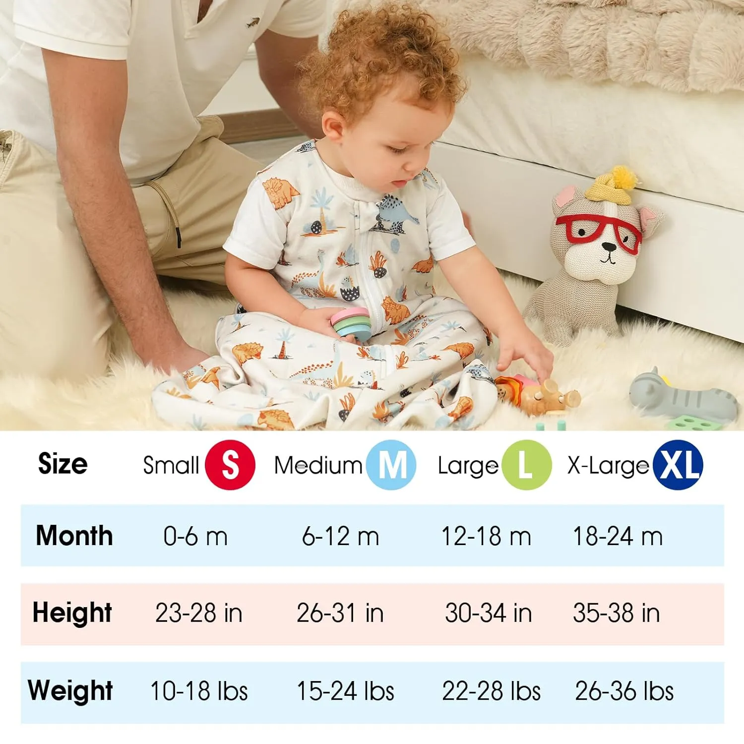 david's kids Micro Fleece Baby Sleep Sack 0-6 Months, Soft Warm Baby Wearable Blankets with 2-Way Zipper, 2 Pack Comfy Sleeping Bags for Infant Newborn Boys Girls Neutral, Small Size, Dinosaur