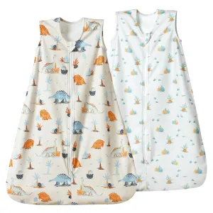 david's kids Micro Fleece Baby Sleep Sack 0-6 Months, Soft Warm Baby Wearable Blankets with 2-Way Zipper, 2 Pack Comfy Sleeping Bags for Infant Newborn Boys Girls Neutral, Small Size, Dinosaur