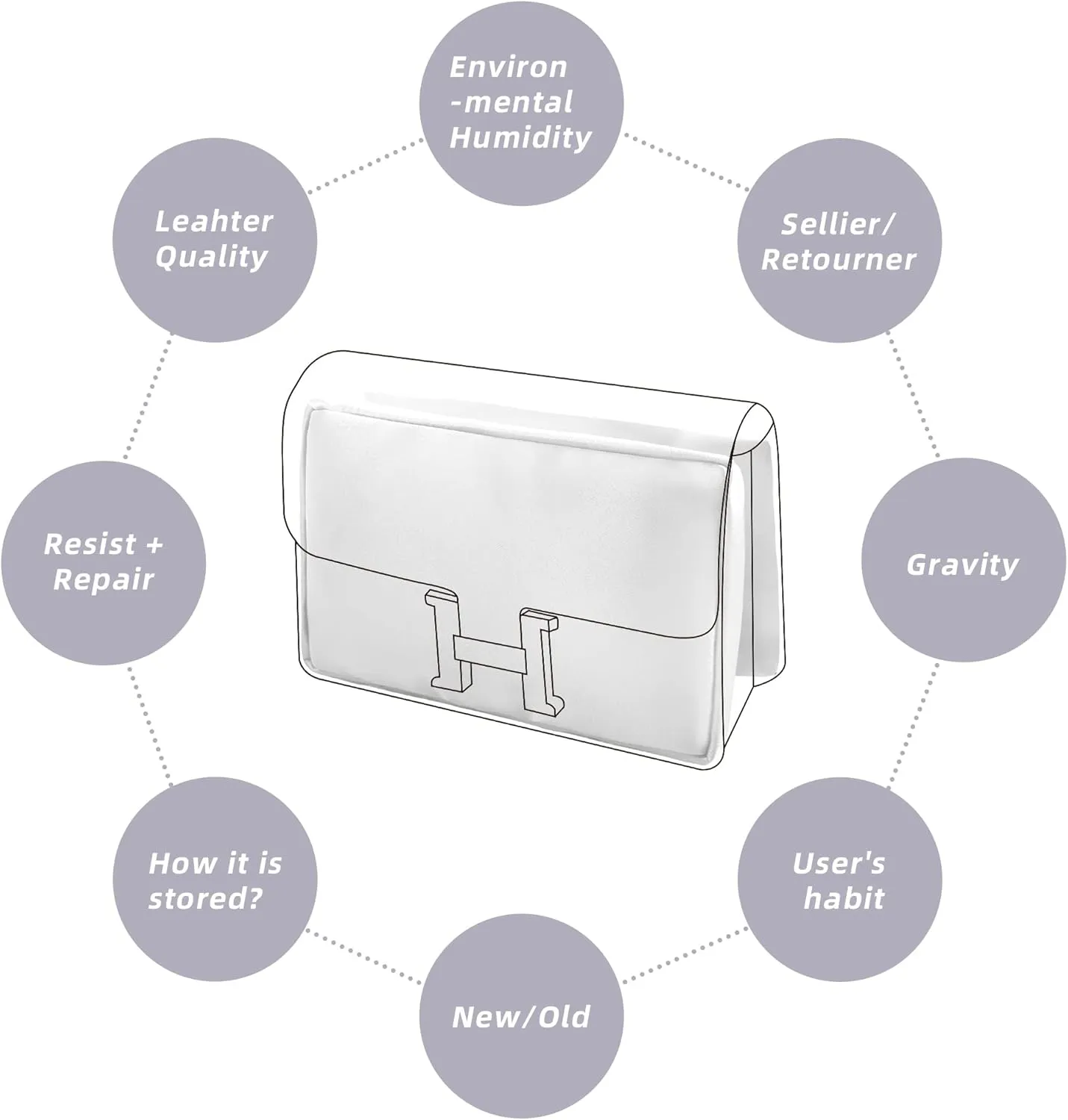 DGAZ Bag Pillow Shaper Insert for Luxury Handbags, Silky Pillow Shaper for Hermes Constance 19/New19/24/New24 Bags（C19,White）