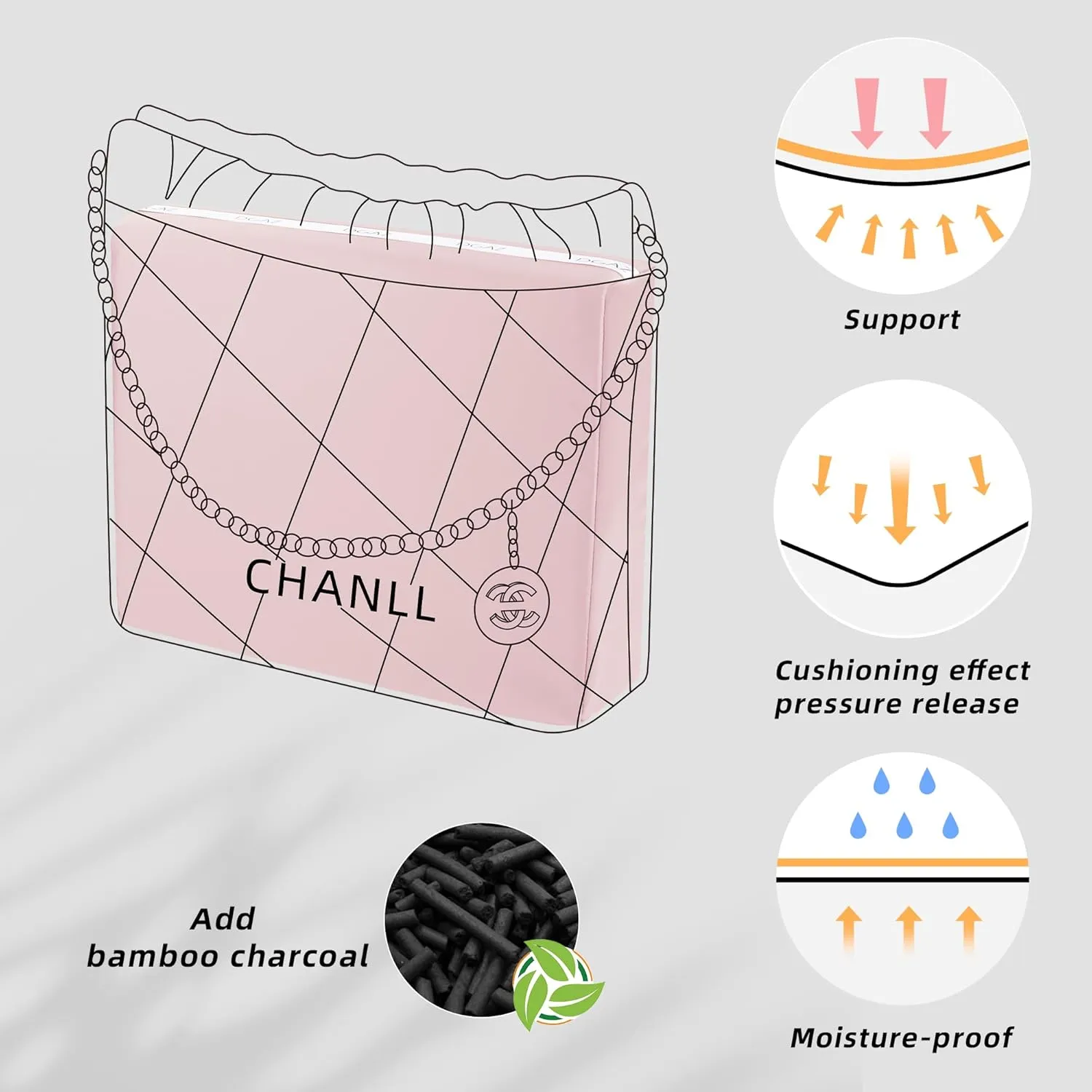 DGAZ Purse Pillow Shaper Insert for Chanel 22 Bags, Silky Pillow Shaper for Luxury Handbags(Pink,Mini)