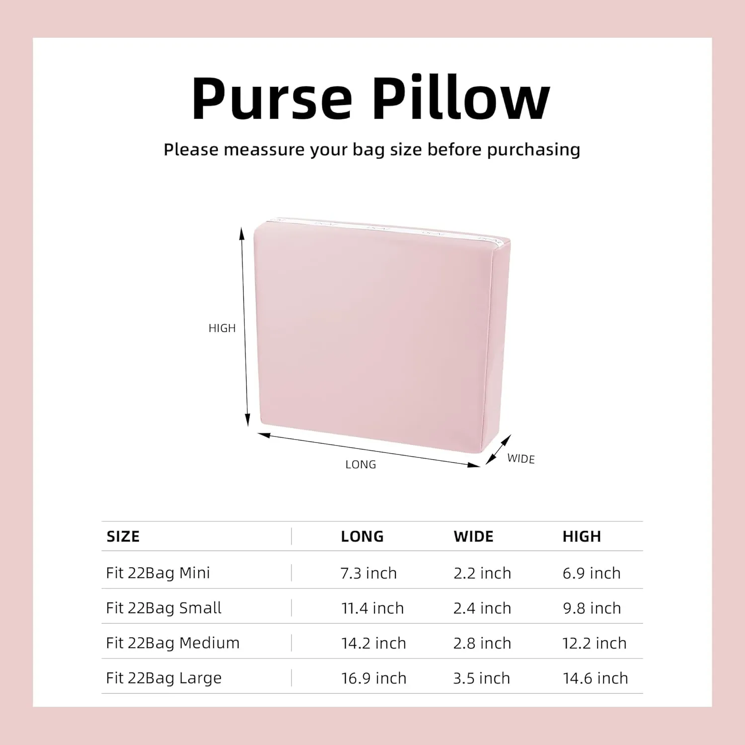 DGAZ Purse Pillow Shaper Insert for Chanel 22 Bags, Silky Pillow Shaper for Luxury Handbags(Pink,Mini)
