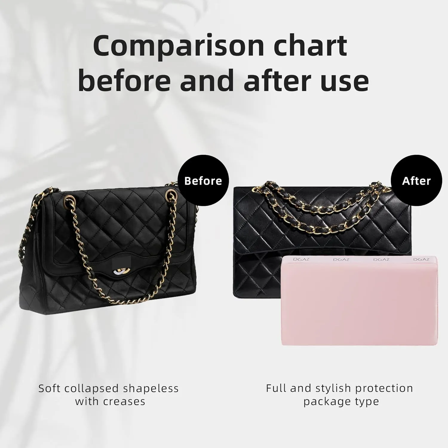 DGAZ Purse Pillow Shaper Insert for Chanel CF Bags, Silky Pillow Shaper for Luxury Handbags（Pink, Small 23）