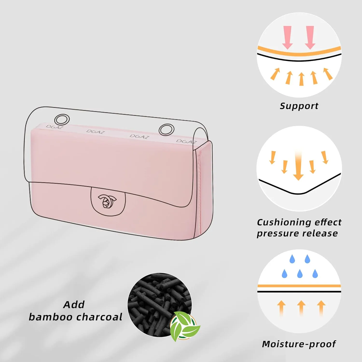 DGAZ Purse Pillow Shaper Insert for Chanel CF Bags, Silky Pillow Shaper for Luxury Handbags（Pink, Small 23）