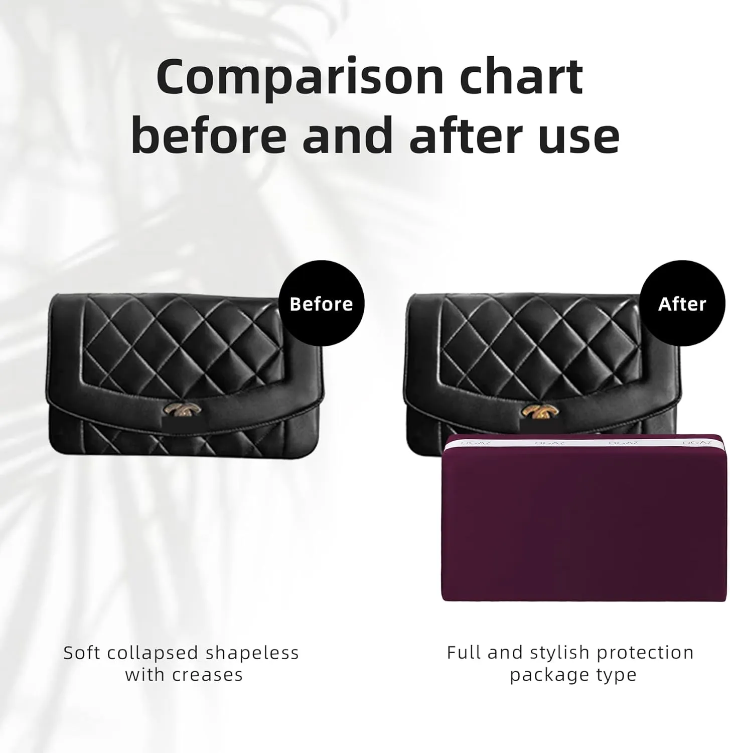 DGAZ Purse Pillow Shaper Insert for Chanel Diana Bag, Silky Pillow Shaper for Luxury Handbags(Fuchsia,Medium)