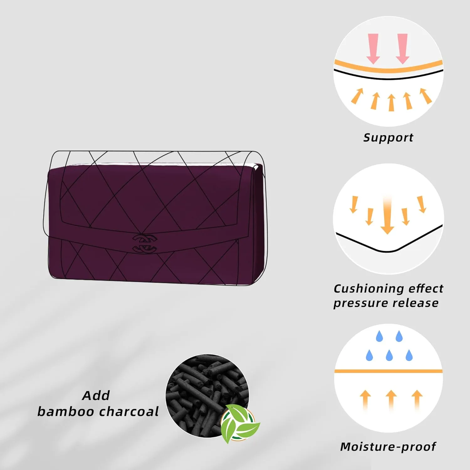 DGAZ Purse Pillow Shaper Insert for Chanel Diana Bag, Silky Pillow Shaper for Luxury Handbags(Fuchsia,Medium)
