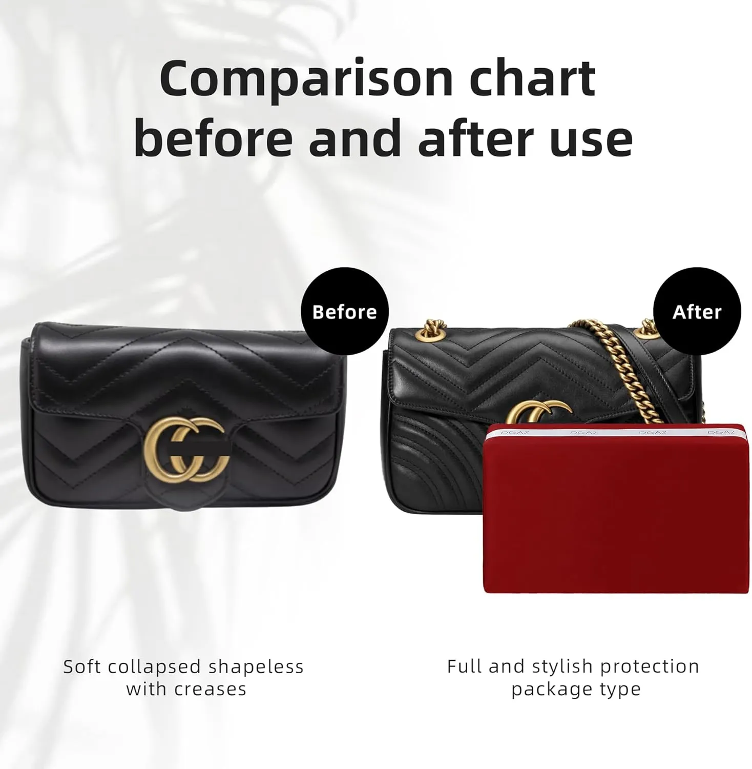 DGAZ Purse Pillow Shaper Insert for Gucci Marmont Bag, Silky Pillow Shaper for Luxury Handbags(Rouge Cassque,Marmont26)