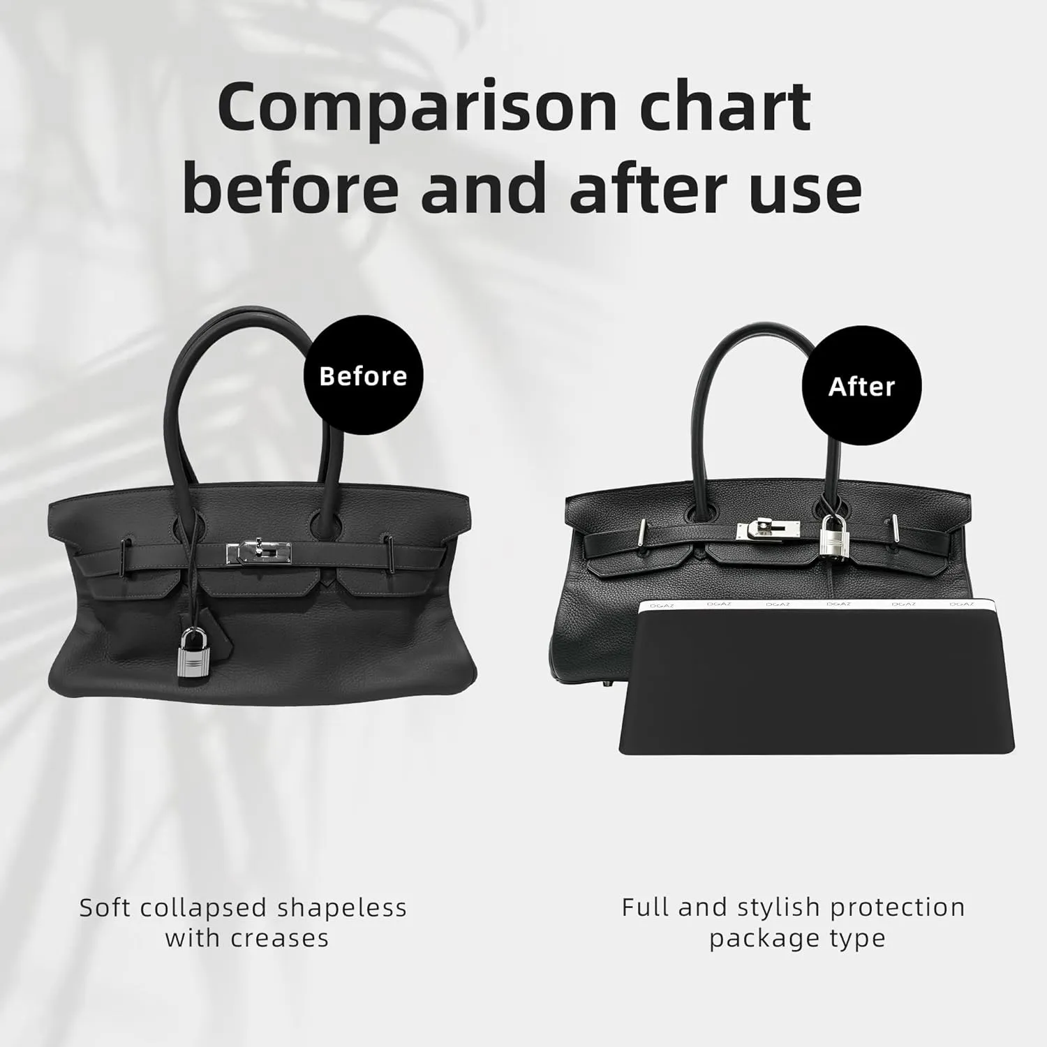 DGAZ Purse Pillow Shaper Insert for Hermes Shoulder Birkin/Hac/Kelly Bags, Silky Pillow Shaper for Luxury Handbags(Black,Shoulder Birkin)