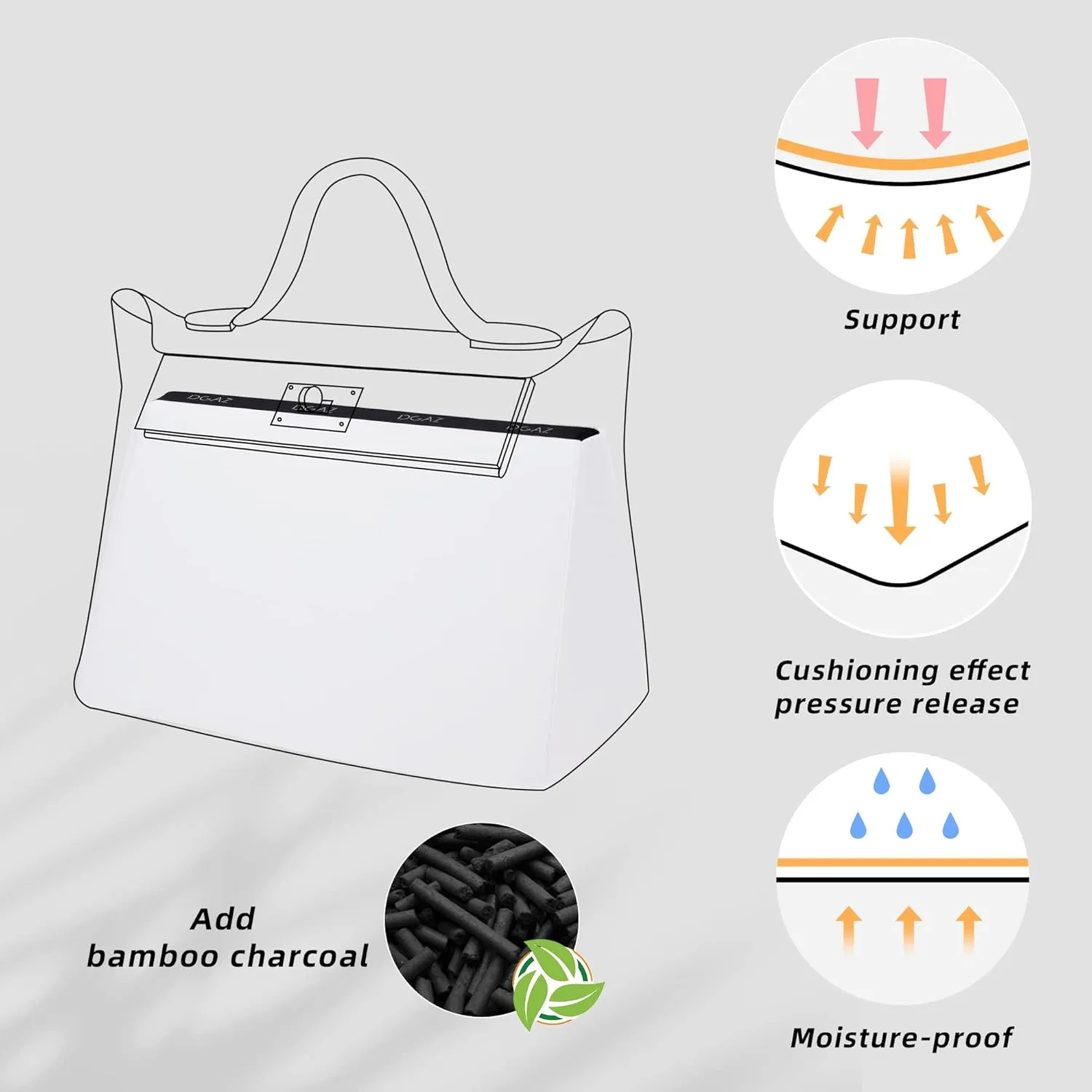 DGAZ Purse Pillow Shaper Insert for Luxury Handbags, Silky Pillow Shaper for Hermes 24/24-35 Bags（White）