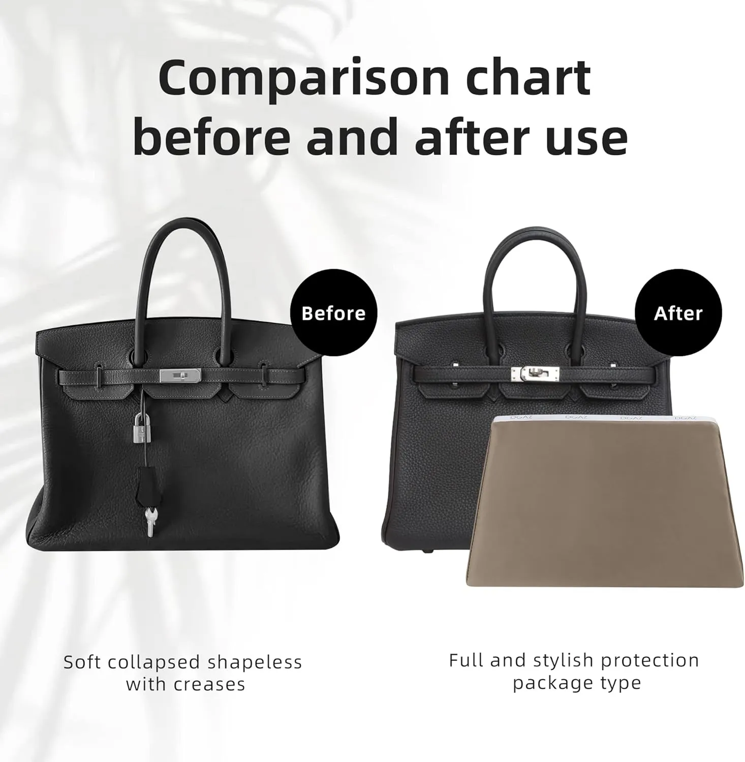 DGAZ Purse Pillow Shaper Insert,Luxury Handbag Tote Shapers, Memory Foam- Fits Birkin 20/25/30/35/40/45/50 Bag(Etoupe Grey,BK30 Retourne)