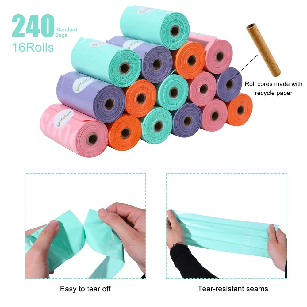 Diaper Bags Disposable for Baby, 16 Refill Rolls/240 Bags OXO-Biodegradable Waste Bags,Dirty Disposable Diaper Bags,Diaper Trash Bags,Rainbow