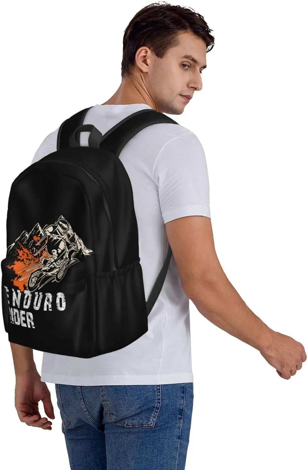 Dirt Bike Motocross Flying Jump Enduro Rider Backpack Casual Laptop Backpack Large Capacity Double Shoulder Bag Travel Daypack For Women Men