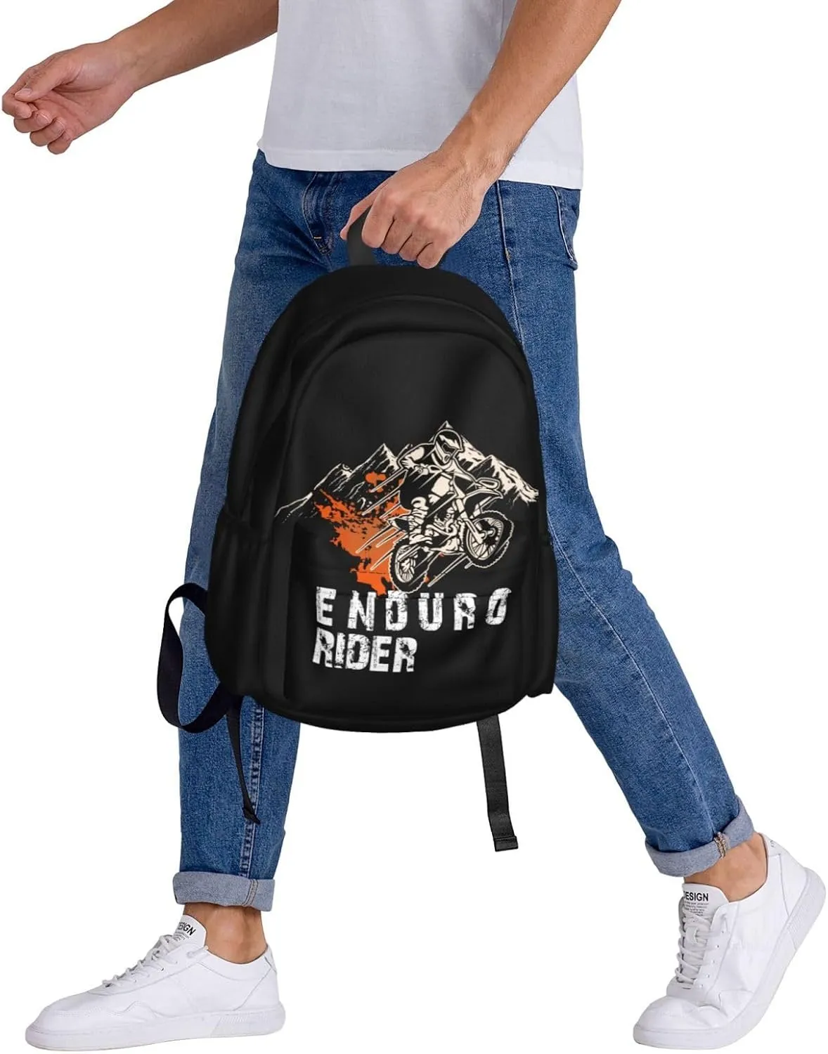 Dirt Bike Motocross Flying Jump Enduro Rider Backpack Casual Laptop Backpack Large Capacity Double Shoulder Bag Travel Daypack For Women Men