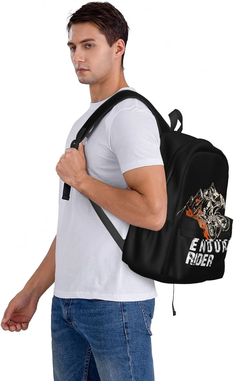 Dirt Bike Motocross Flying Jump Enduro Rider Backpack Casual Laptop Backpack Large Capacity Double Shoulder Bag Travel Daypack For Women Men