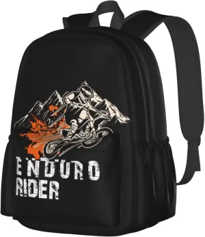 Dirt Bike Motocross Flying Jump Enduro Rider Backpack Casual Laptop Backpack Large Capacity Double Shoulder Bag Travel Daypack For Women Men