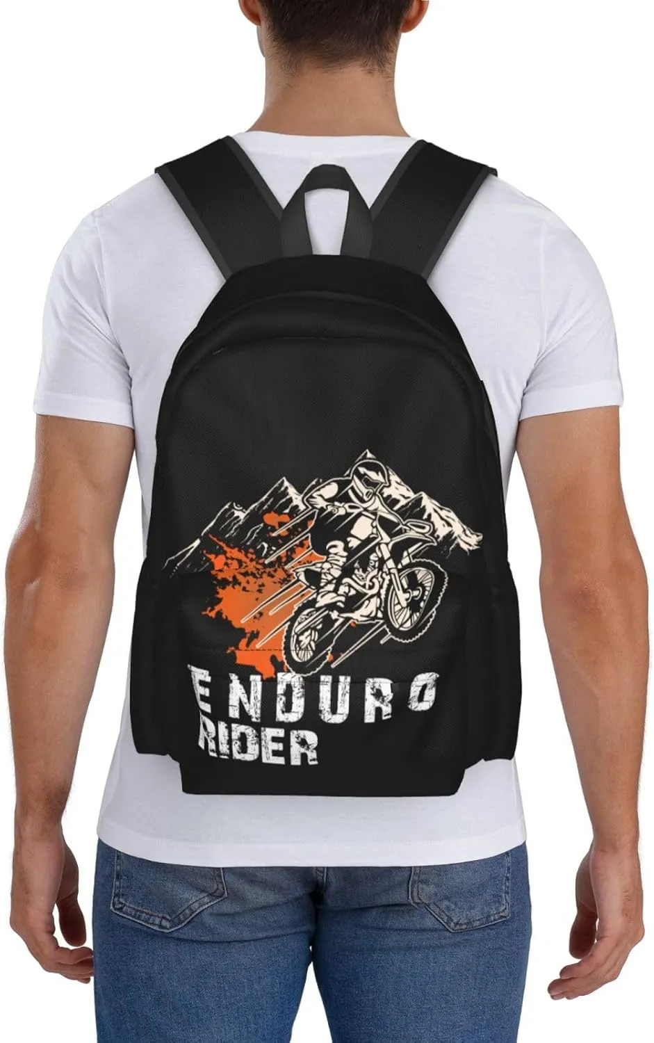 Dirt Bike Motocross Flying Jump Enduro Rider Backpack Casual Laptop Backpack Large Capacity Double Shoulder Bag Travel Daypack For Women Men