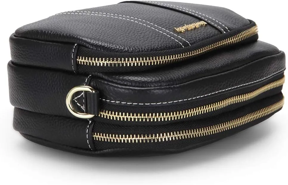 DORIS&JACKY Leather Crossbody Bag For Women Small Soft Triple Zipper Shoulder Handbags With Adjustable Strap…