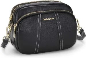 DORIS&JACKY Leather Crossbody Bag For Women Small Soft Triple Zipper Shoulder Handbags With Adjustable Strap…