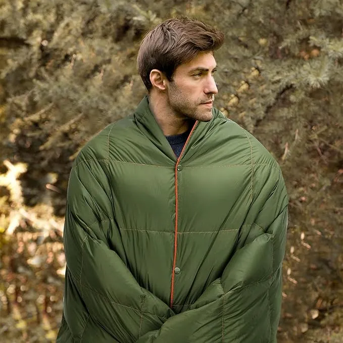 Down Camping Blanket - Camp Blanket, Lightweight, Packable, Puffy, Wearable, Water Resistant, Backpacking Quilt for Outdoor Camping, Travel and Hiking