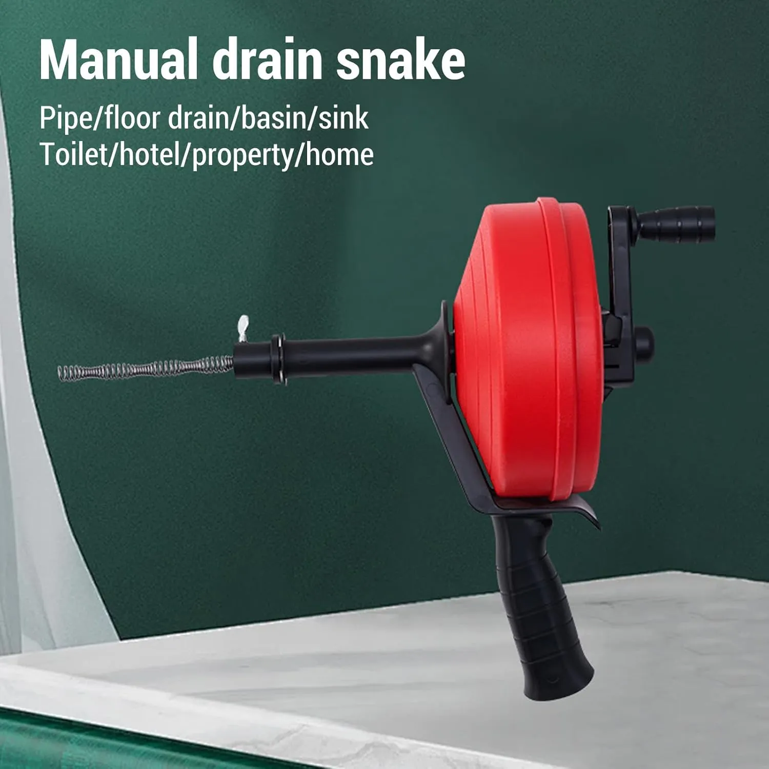 Drain Auger Clog Remover, Manual and Drill Modes, High Flexibility & Efficiency for Blockages in 1/2 to 3 inch Pipes, Kitchen Drain Auger for Easy Clearing (7.5m Spring)