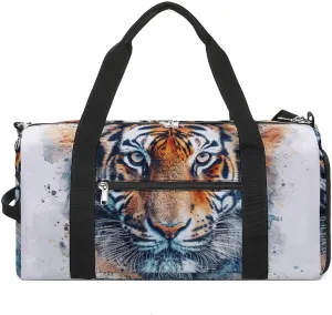 Draw A Tiger Face Gym Bag Sport Gym Tote Bag Lightweight Duffle Bag Carry On Weekender Bags for Women Men