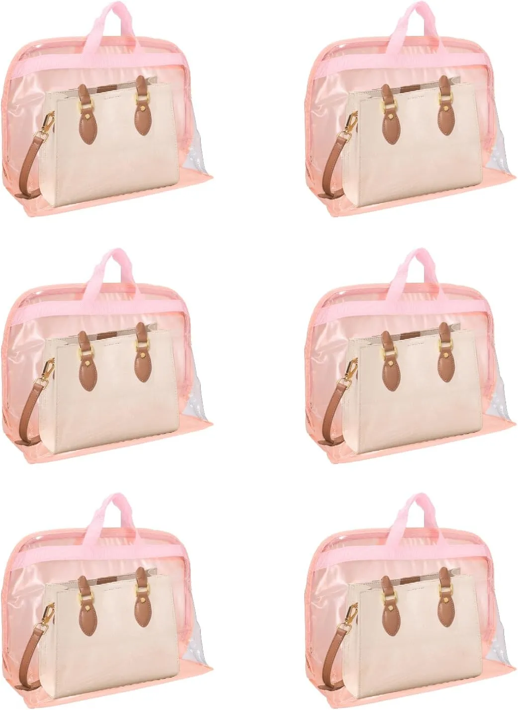 Dust Bags for Handbags - Dust Bags with Zipper and Handles Bag Storage for Handbags Purse, Handbag Storage (Shell Pink-M)