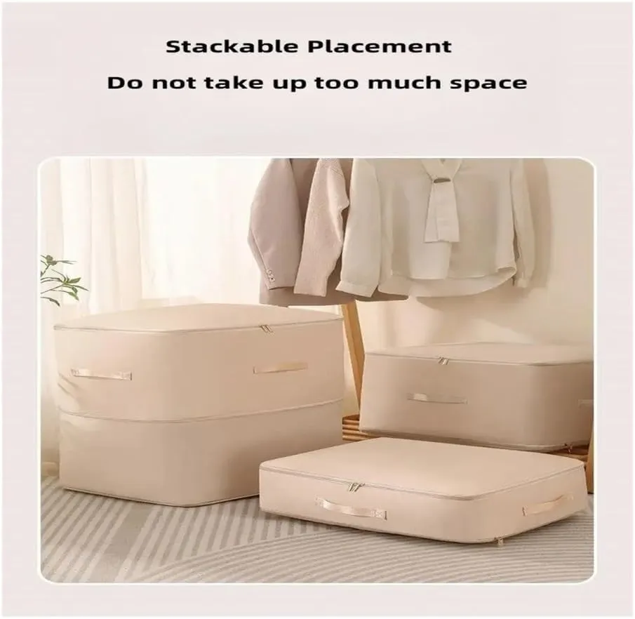 Dustproof And Moisture-Proof Compression Storage Bag Quilt Compression Organizer Bag Large Capacity Clothes Luggage Moving Bag(Beige*2,XL)