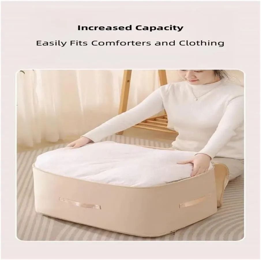 Dustproof And Moisture-Proof Compression Storage Bag Quilt Compression Organizer Bag Large Capacity Clothes Luggage Moving Bag(Beige*2,XL)