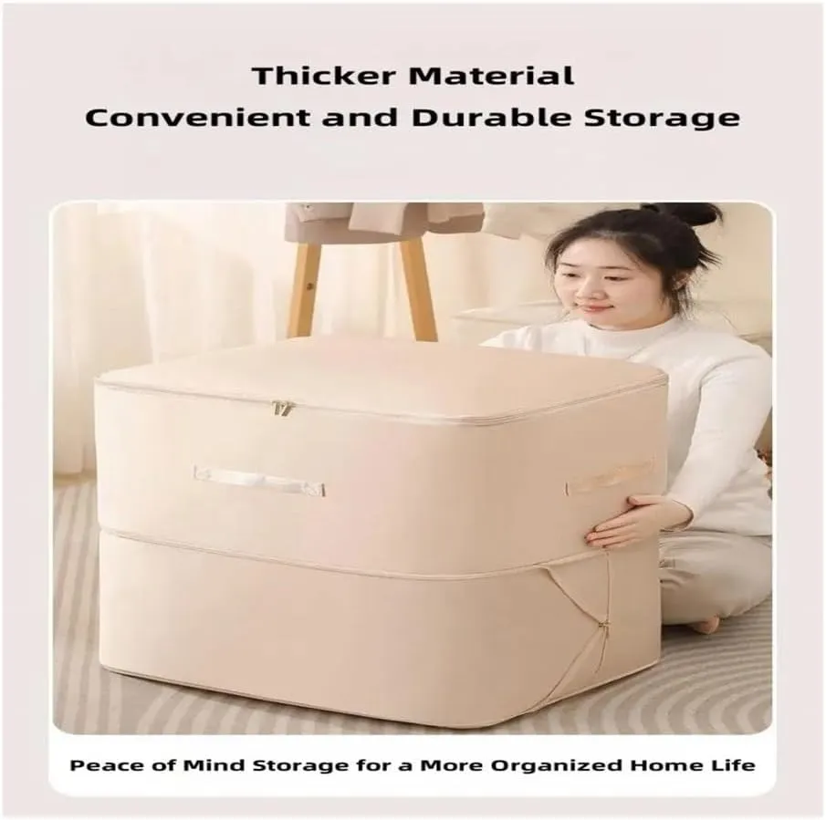 Dustproof And Moisture-Proof Compression Storage Bag Quilt Compression Organizer Bag Large Capacity Clothes Luggage Moving Bag(Beige*2,XL)
