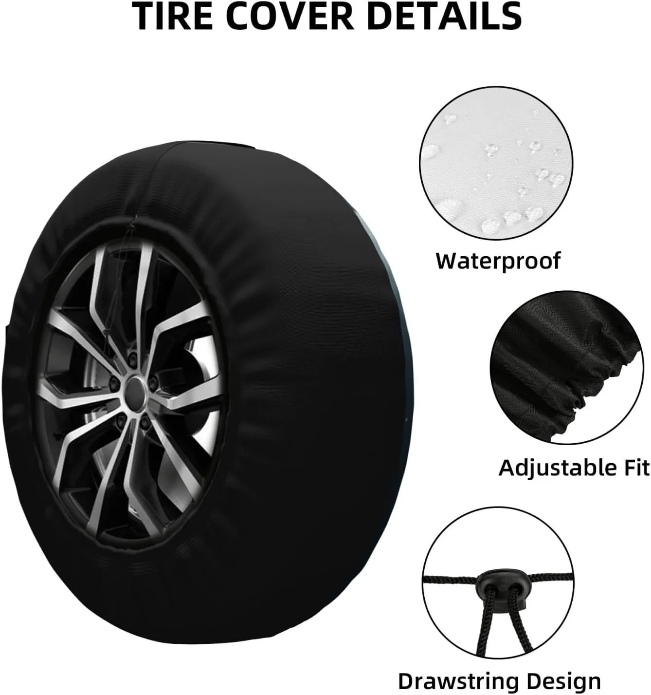 Eagle Under The Stars Tire Cover Outdoor Waterproof Snow Sun Rain Wheel Cover Portable Wheel Bags Camper Spare Tire Cover Universal Car Tire Protectors for Trailer RV SUV
